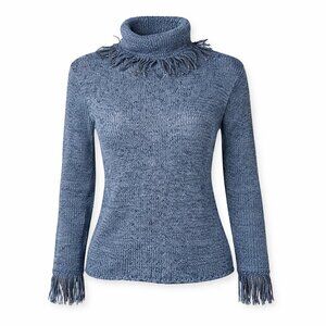FIA ITALIA Hand Loomed Fringe Blue Sweater Size M